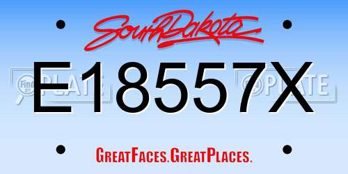 E18557X South Dakota License Plate