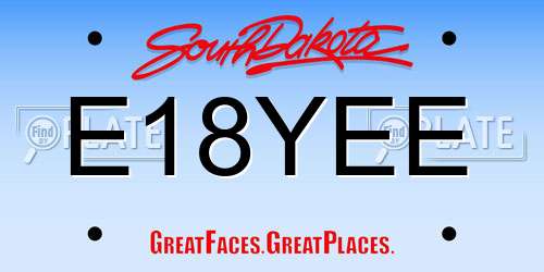 E18YEE South Dakota License Plate