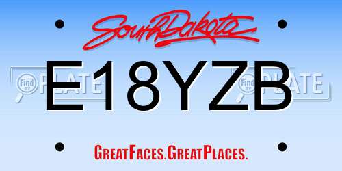 E18YZB South Dakota License Plate