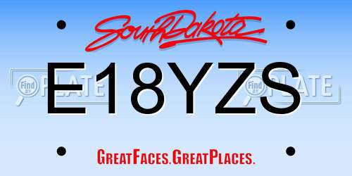 E18YZS South Dakota License Plate