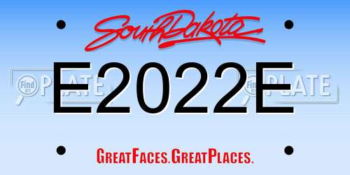 E2022E South Dakota License Plate