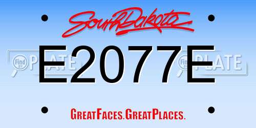 E2077E South Dakota License Plate