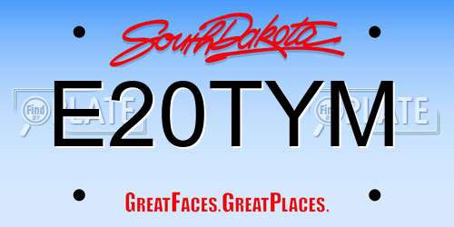 E20TYM South Dakota License Plate
