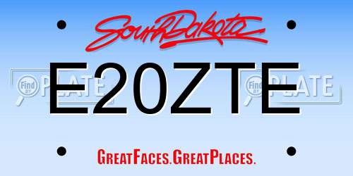 E20ZTE South Dakota License Plate