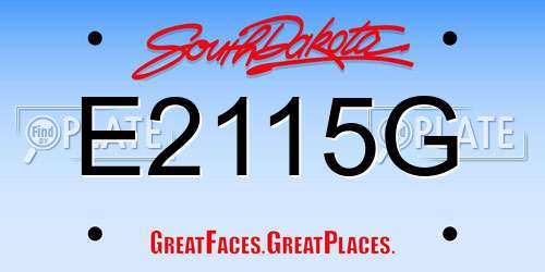 E2115G South Dakota License Plate