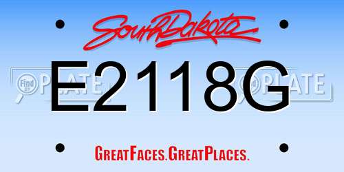 E2118G South Dakota License Plate