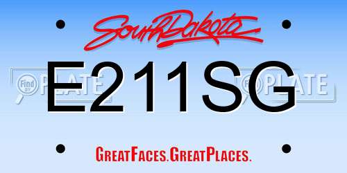 E211SG South Dakota License Plate