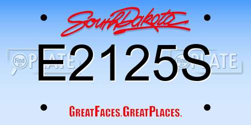 E2125S South Dakota License Plate