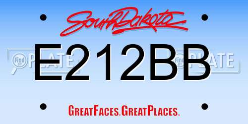 E212BB South Dakota License Plate