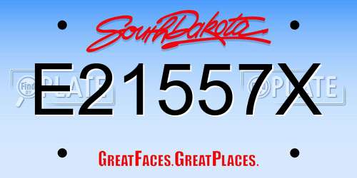 E21557X South Dakota License Plate