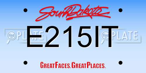 E215IT South Dakota License Plate