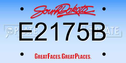 E2175B South Dakota License Plate