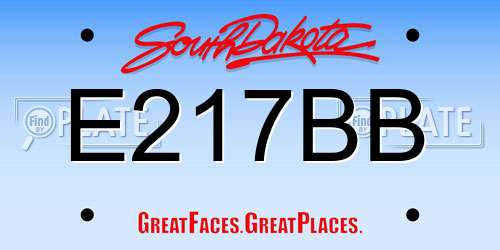 E217BB South Dakota License Plate