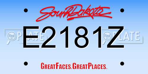 E2181Z South Dakota License Plate