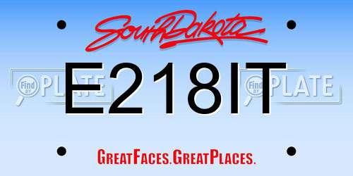 E218IT South Dakota License Plate