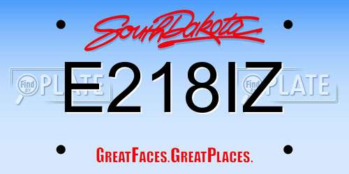 E218IZ South Dakota License Plate