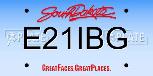 E21IBG South Dakota License Plate