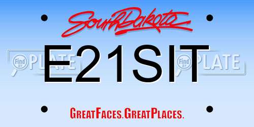 E21SIT South Dakota License Plate
