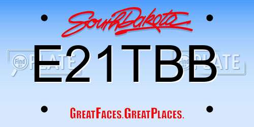 E21TBB South Dakota License Plate