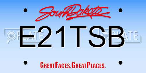 E21TSB South Dakota License Plate