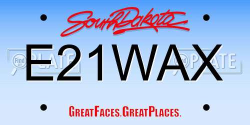 E21WAX South Dakota License Plate