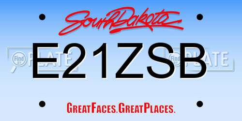 E21ZSB South Dakota License Plate
