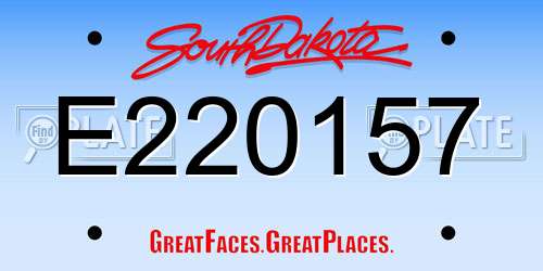 E220157 South Dakota License Plate