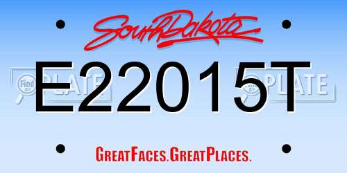 E22015T South Dakota License Plate
