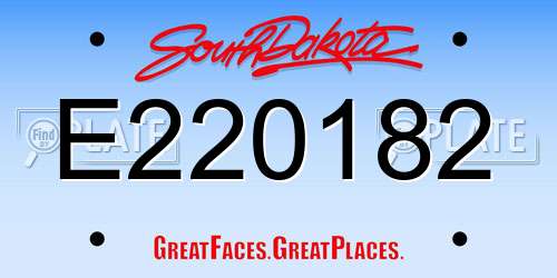 E220182 South Dakota License Plate