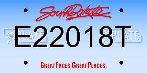 E22018T South Dakota License Plate