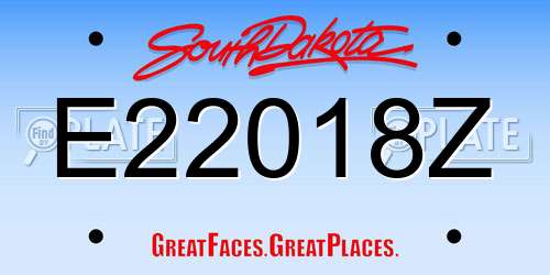 E22018Z South Dakota License Plate
