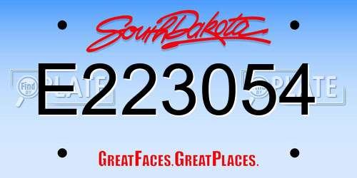 E223054 South Dakota License Plate