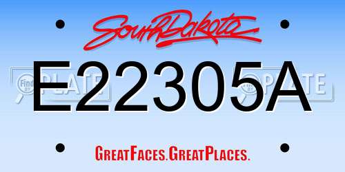 E22305A South Dakota License Plate