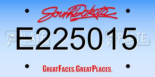 E225015 South Dakota License Plate