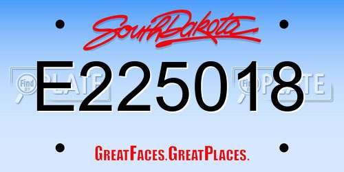 E225018 South Dakota License Plate