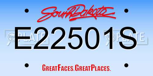 E22501S South Dakota License Plate