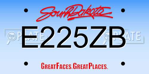 E225ZB South Dakota License Plate