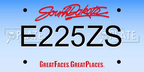 E225ZS South Dakota License Plate