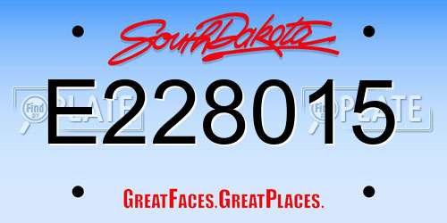 E228015 South Dakota License Plate