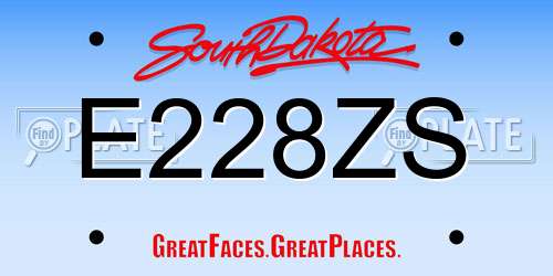 E228ZS South Dakota License Plate