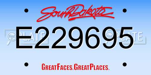 E229695 South Dakota License Plate