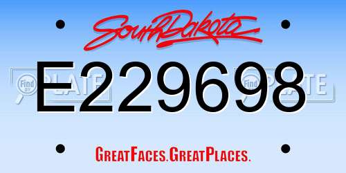 E229698 South Dakota License Plate