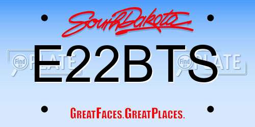 E22BTS South Dakota License Plate