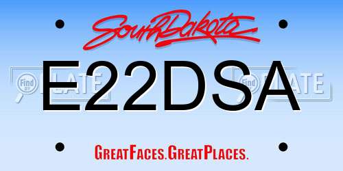 E22DSA South Dakota License Plate