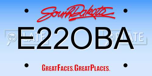 E22OBA South Dakota License Plate