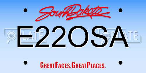 E22OSA South Dakota License Plate