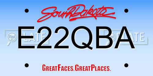 E22QBA South Dakota License Plate