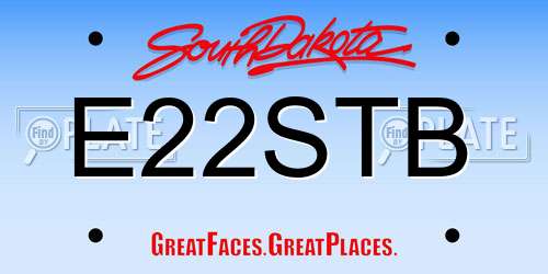E22STB South Dakota License Plate