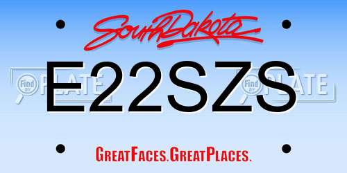 E22SZS South Dakota License Plate
