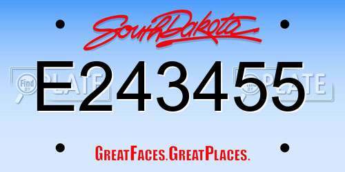 E243455 South Dakota License Plate